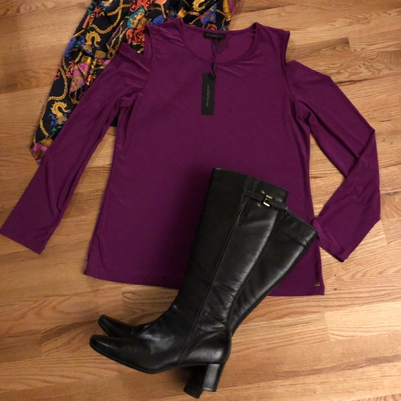 Donna Karan Tops - Donna Karan cutout cold shoulder purple violet top